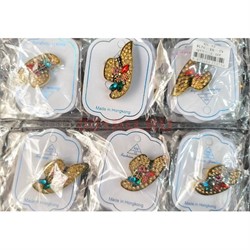Брошь (B-5) металлическая Шляпка со стразами 12 шт/упаковка - фото 224480