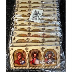 Иконка (KN-G-361) деревянная на липучке тройная 12 шт/упаковка - фото 227890