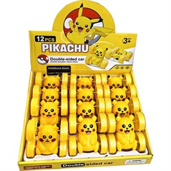 Машинка иннерционная Пикачу Pikachu двухстороняя 12 шт\упаковка - фото 228211