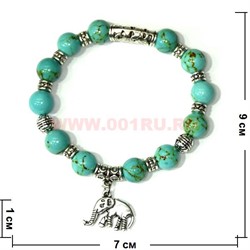 Браслет из зеленой бирюзы 10 мм с фурнитурой (прессовка) - фото 45727