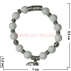 Браслет из белого агата 12 мм с фурнитурой (прессовка) - фото 45789