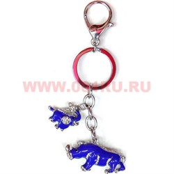 Брелок ФэнШуй "Носорог и слон" из металла 2 качество - фото 46802