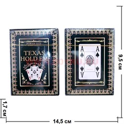 Карты для покера Texas Hold'em черные, цена за 2 упаковки, 80% пластик - фото 48379