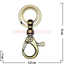 Карабин брелок цвет бронза двойное кольцо 12 шт/упаковка - фото 49497