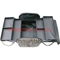 Шкатулка-сумка автомат 3-ярусная леопардовая 28*23*30 - фото 49836