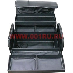 Шкатулка-чемодан на колесах 2-ярусная черная 30*25*45 - фото 50106