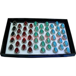 Кольца 4-5 видов камней овальные 50 шт/упаковка - фото 59873
