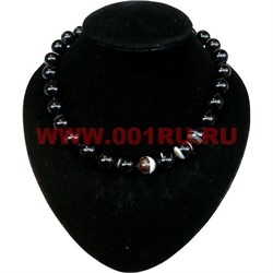Бусы из черного агата 14 мм - фото 61179