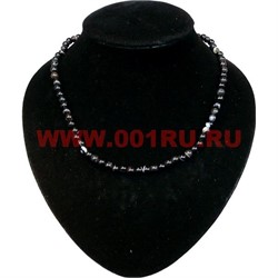 Бусы из черного агата 6 мм - фото 61189
