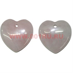 Сердечки 3,5 см из розового кварца (подвески) цена за 2 штуки - фото 62045