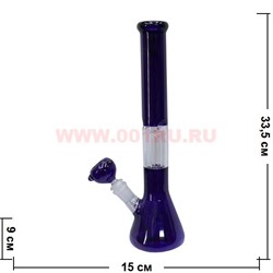 Бонг стеклянный (5мм) GB-213 сиинй прозрачный 33,5 см - фото 66351