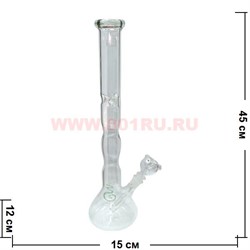 Бонг стеклянный (5мм) HYX-709 прозрачный 45 см - фото 66507