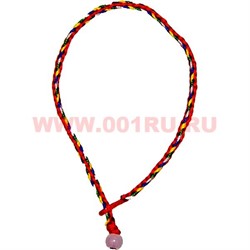 Браслет с ниткой разноцветной и розовым кварцем - фото 76161