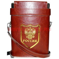 Фляжка "Россия" в кожаном чехле 18 унций - фото 77286