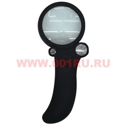 Лупа с подсветкой черная 60 мм диаметр (изогнутая ручка) - фото 78569