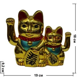 Кот Манэки-Неко двойной 18х19 см - фото 79246