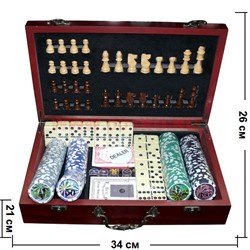 Набор игр 6 в 1 (300 фишек покерных, шахматы, домино, карты) - фото 81192