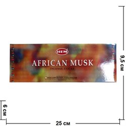 Благовония HEM "African Musk" (африканский мускус) 6 шт/уп, цена за уп - фото 84744