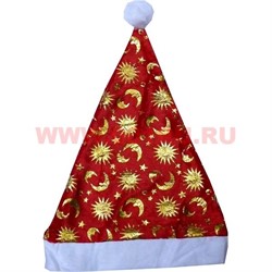 Колпак Санта Клауса с золотистым тиснением 12 шт/упаковка - фото 86119