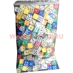 Кости игральные 14 мм разноцветные 100 шт/упаковка - фото 88571
