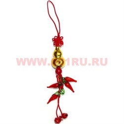Подвеска Фэн Шуй "тыква горлянка золотая с перцами", цена за 10 шт - фото 93900