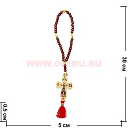 Четки с крестом длина 30 см 5 светлых бусин 50 шт/упаковка - фото 94649