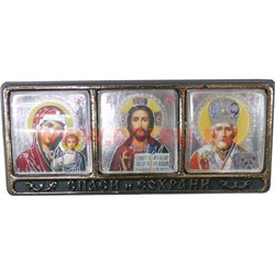Амулет православный на липучке "триптих" серебряный, цена за 25 штук - фото 94686