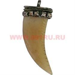 Подвеска на шею "Клык" (кость, мельхиор) - фото 96241