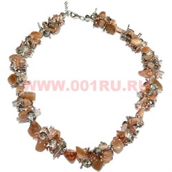 Бусы "Ёжик" из натур.камня 45 см кварц - фото 96713
