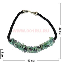 Бусы из натур.камня на кожаном ремешке 45 см флюорит - фото 96966