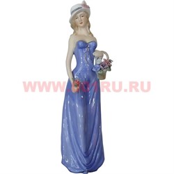 Девушка с цветком и корзиной (007) 28,5 см, фарфор - фото 98923