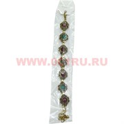 Браслет с камнями золотистый (M-100) цветочек цена за упаковку из 12шт