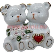 Мишки из фарфора со стразами (180A) и сердечком средние
