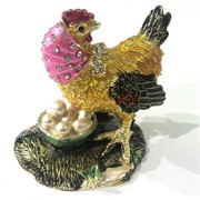 Шкатулка со стразами (4531) «Курица»