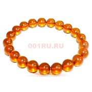 Браслет 10 мм из янтаря 20 шт оранжевый