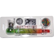 Трубка курительная D&K (8328F) цветная стеклянная c гриндером