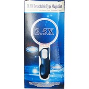 Лупа ручная круглая 2.5x, 75 мм, с подсветкой (2 LED), черно-белая