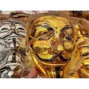 Маска Гай Фокс пластмассовая под золото 400 шт/кор