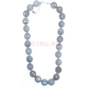 Бусы круглые 25 шт из серого агата 16 мм граненые 52 см