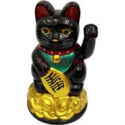 Кот Манэки-Неко черный 11,5 см