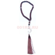 Четки мусульманские 33 бусины граненые (CK-1492A) из коричневого стекла 32 см