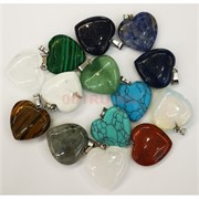 Сердце подвеска 2,5x2,5 см из натуральных и синтетических минералов (цена за 1 шт)