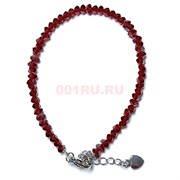Браслет сердечки граненые гранат