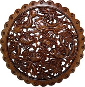 Панно настенное из сандалового дерева «Золотые рыбки» 28 см (лакированное)