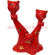 Семья котиков красные 15,5 см из фарфора