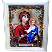 Картина из янтаря "Икона" в простой раме 14х17, лики в ассортименте
