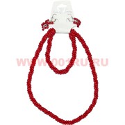 Набор 3-в-1 "Бусы, браслет, серьги" из коралла (зерна)