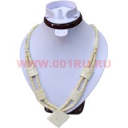 Бусы из кости "ромбик с узорами" (Индия)