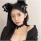 Чокер черный с золотой подвеской и ободок с ушками 12 шт/упаковка - фото 221014